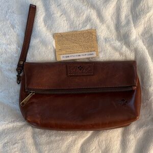 Patricia Nash Cognac Leather Wristlet Clutch